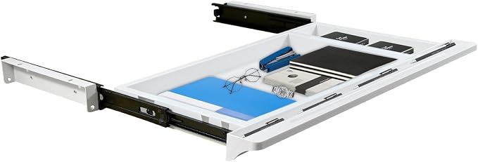 Under Desk Mounted Sliding Drawer to pull out, Attachable Desk Pencil Drawer Ball-Bearing Slides