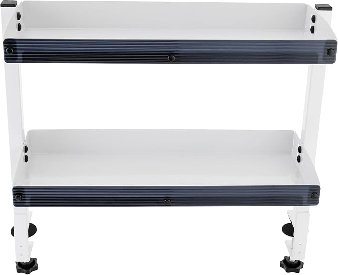 CNCEST Clamp-on Desk Shelf, Clip-on Desk Shelf, 2-Tier Shelving with Adjustable Storage Tray (White-17.32x15.47x6.in)