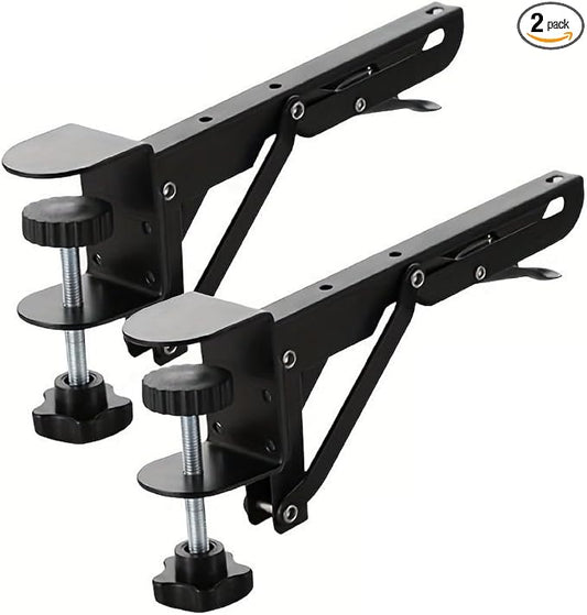 Folding Shelf Brackets,Desk Extender Clamp Bracket,7.5 Inch Black Heavy Duty Metal Collapsible,NO Board/Tray,1 Set