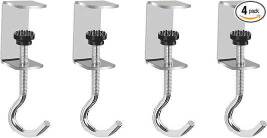 Adjustable Metal Table Hooks for Hanging Purses and Headphones on the Desk at Home and Office, 4-Pack