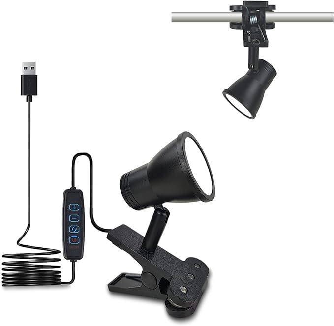 LUJOLUMIN Clip Lamp, Mini Portable 360° Rotation Clamp on Lamp for Bed/Bedside Headboard/Table/Bunk/Desk/Shelf, 3 Color Temperature Options, 10 Dimmable Brightness Levels for Reading (5W) | Metal Clamp Desk Light, 3 Color Temperatures and 10 Brightness...