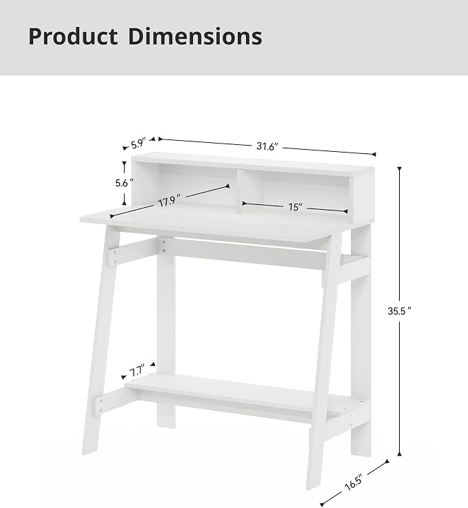 Small Desk for Bedroom, Computer Desk Office Desk with Storage, Corner Desk for Small Space, White