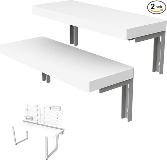 Dezctop D-Board Shelves Organizer Accessories, Quick-Mount for Bifrost Series Computer Desk Home Office Table Declutter Storage, HDF Sheet Shelves, White