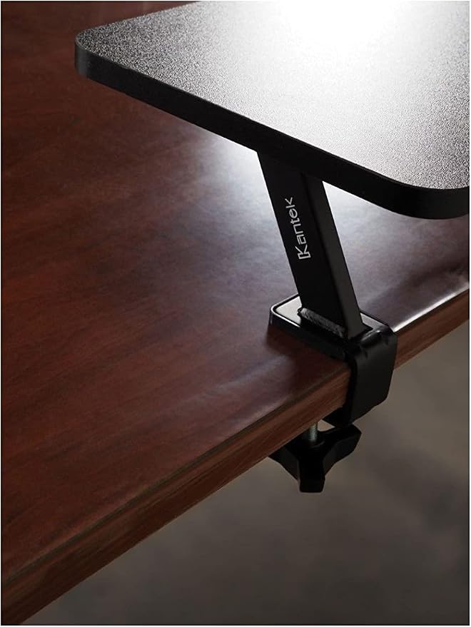Kantek Ergonomic Mounted Computer Monitor Riser Stand, Floating Desk Shelf, Clamp On Base, 25.6" X 10.2" X 5.1", Black