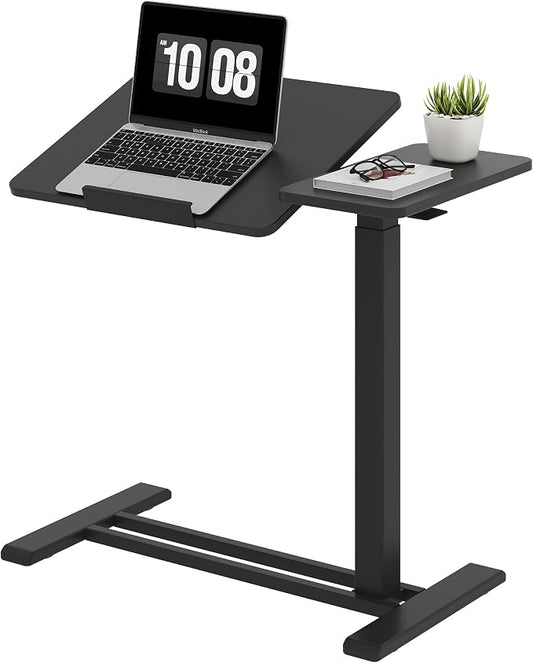 SANODESK Small Rolling Overbed Table Adjustable Height with Wheels, Mobile Laptop Desk with Tilting Desktop, Portable Computer Workstation for Home Office, Classroom, Bedside, Black