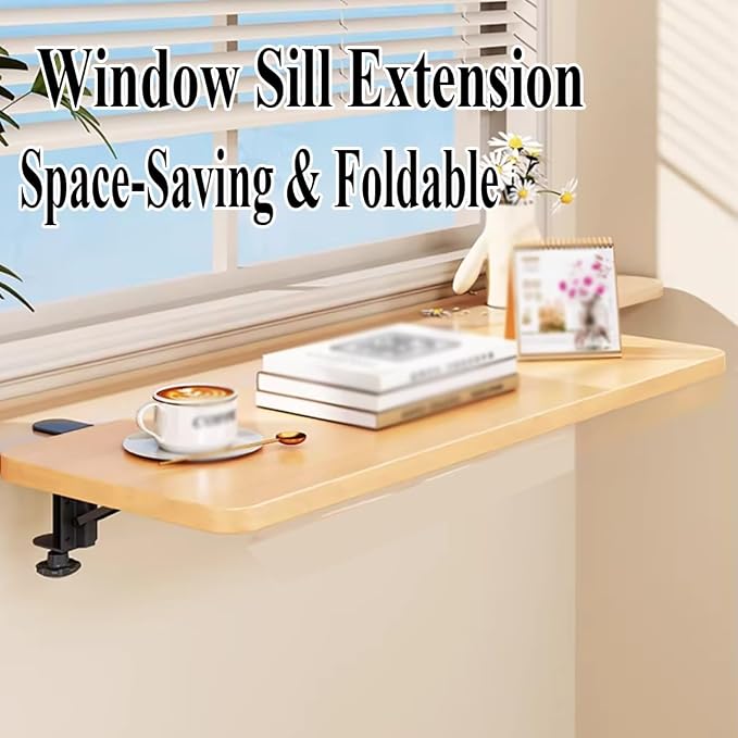 Clamp On Desk Extender, 90 Degree Foldable Desktop Extension Board, Ergonomic Keyboard Tray Extender for Office Desk, Dining Table, Window Sill & Bookshelf Space Saving Color1 20x80cm (7.9inx31.5in)