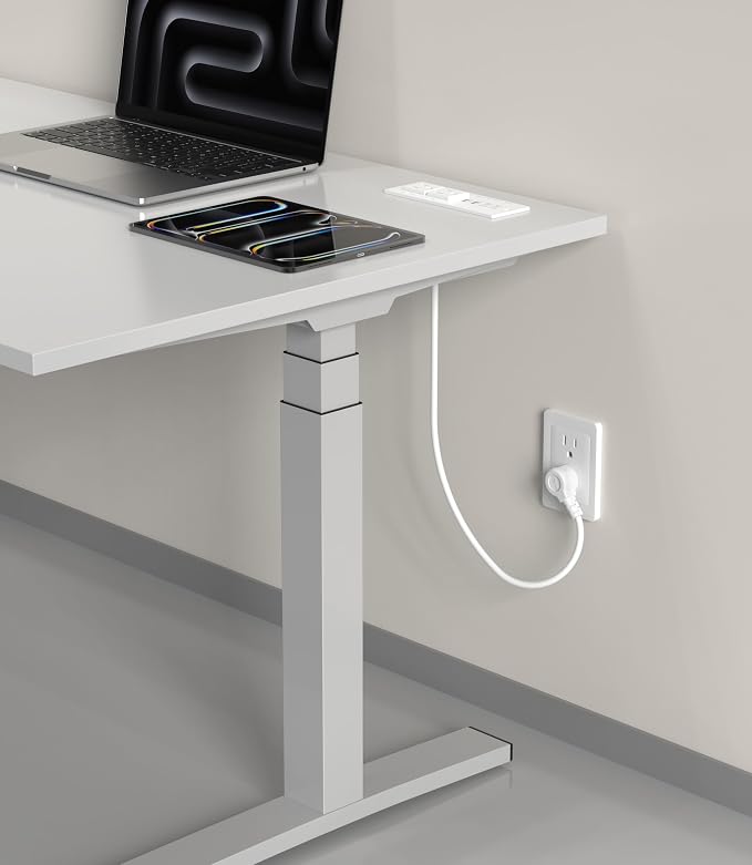 Recessed Power Strip Fast Charging Station 2 PD 65W USB C, Flush Mount Countertop Drawer Outlet, Furniture Hidden Charging Station for Side Table, End Table,2 AC Outlets (White, 6 FT Cable)
