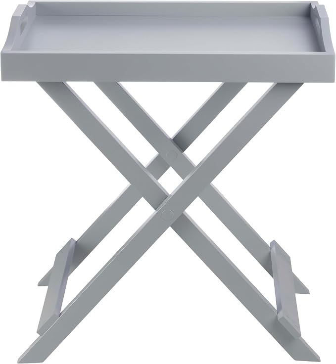 Lavish Home Folding TV Tray Table - Contemporary Side Table with Removable Tray Top for Food Serving, Meals, or Decor in Living Room, Bedroom, or Home Office (Gray)