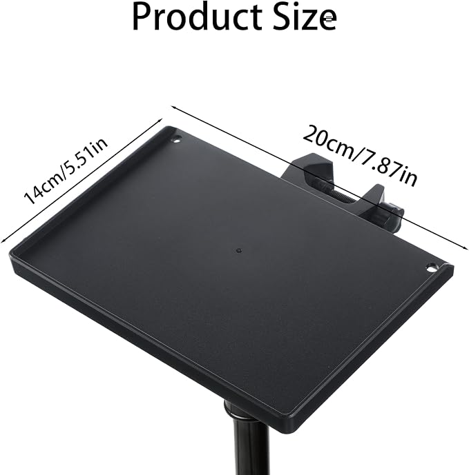 Microphone Stand Tray, Plastic Clamp on Firm Rack Tray Holder, Adjustable Mic Stand Desk Shelf with 4 Pound Capacity for Stage, Music Sheet, Recording, Live Streaming, Karaoke, Podcast (7.9" × 5.5")