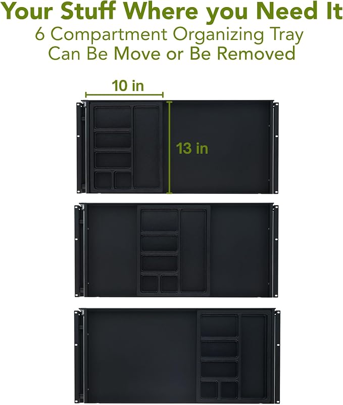 PERFECT POSTURE Max Under Desk Storage Drawer – Large Desk Drawer with Lock for Regular & Sit-Stand Standing Desks, Black (13" x 26.5")