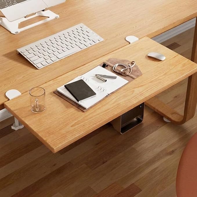 Desk Extender , 25.98'' x 9.84 '' Foldable Table Extension Folding Wall Table Keyboard Extender for Desk Clamp-on Shelf for Dorm Bunk, Office, Kitchen Bar, additional storage platforms (White)