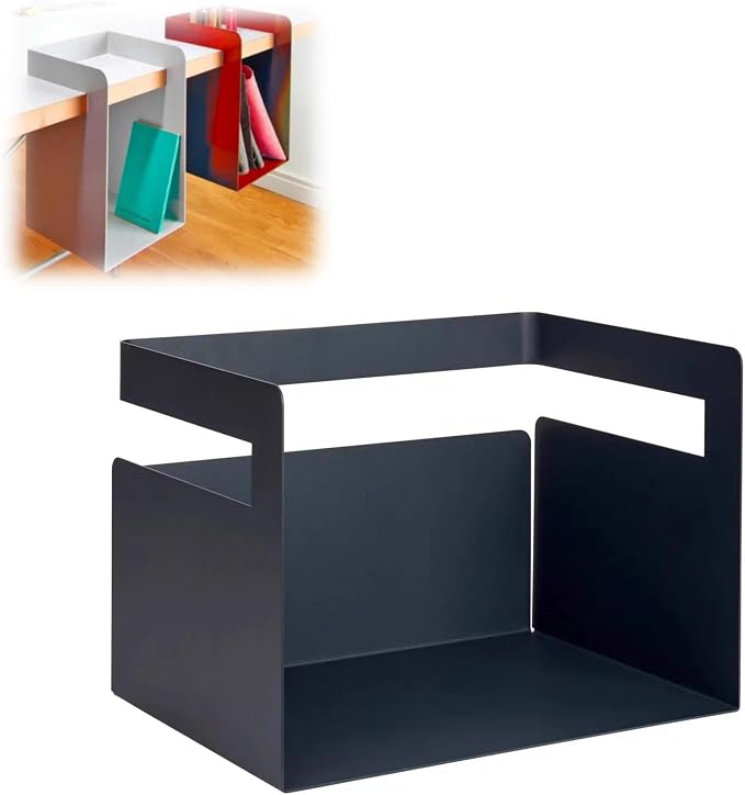 Desktop Shelf Organizer, Hanging Storage Box, Corner Storage Box, Desk Book Organizer for Office Supplies and Home Décor (Black, Large)