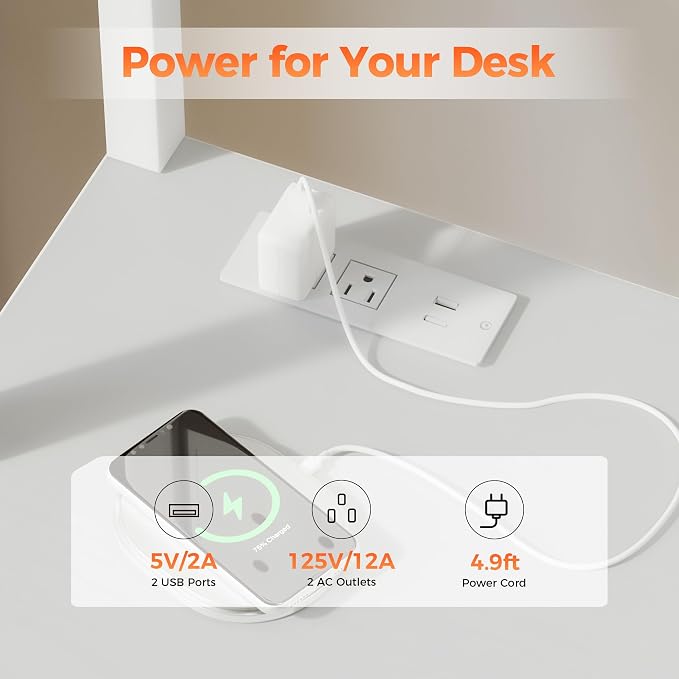 Mericonia 59 inch Large L Shaped Desk with Pegboard Hutch & Shelves, Corner Gaming Desk with Power Outlet, LED Light & Storage Bag, Reversible Computer Desk for Home, Bedroom, Office Workspace, White
