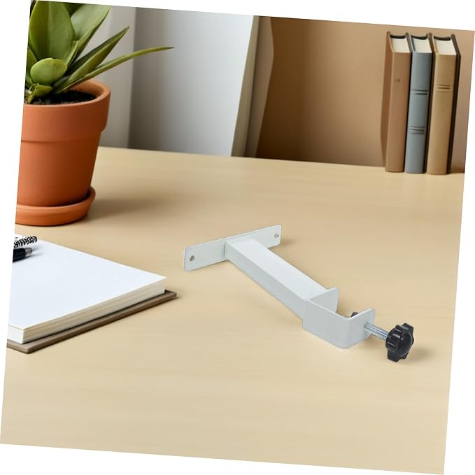 BESTYASH 2pcs White C Clamp Table Extension Bracket Legs, Heavy Duty Thickened Carbon Steel Desk Height Riser Supports for Home Office Desktop Shelf Organizer