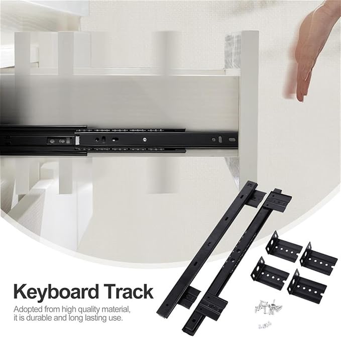 Full Extension Side Mount Cabinet Runners Glides 1 Pair Keyboard Tray Desk Keyboard Drawer Rail Desk Tray Slide Rail Track Adjustable Steel Side Mount Suites Underdesk Computer
