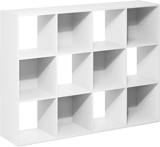 Furinno PELLI Book Shelf, 12-Cube Bookshelf, Cube Storage Organizer Bookcase, 11.7 x 47.6 x 36, for Living Room, Bedroom, Home Office, White