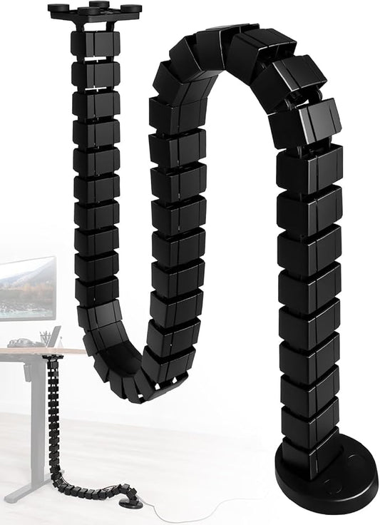 Under Desk Cable Management Vertebrae Fit for Sit Stand Desk Management, Magnetic Fixation Adjustable Length Cable Management Spinal, Flexible Chain Raceway Black