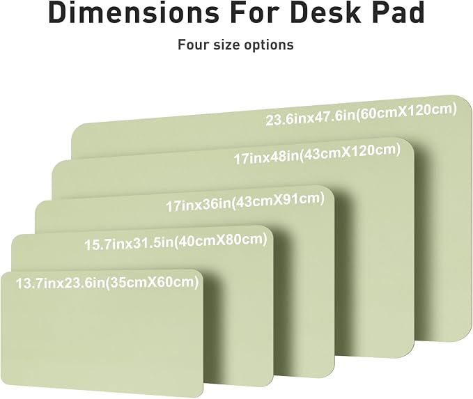 Aothia Faux Leather Desk Mat – Large Mouse Pad, Non-Slip PU Leather Blotter, Waterproof Writing Surface for Office and Home (Grass Green, 47.2" x 23.6")