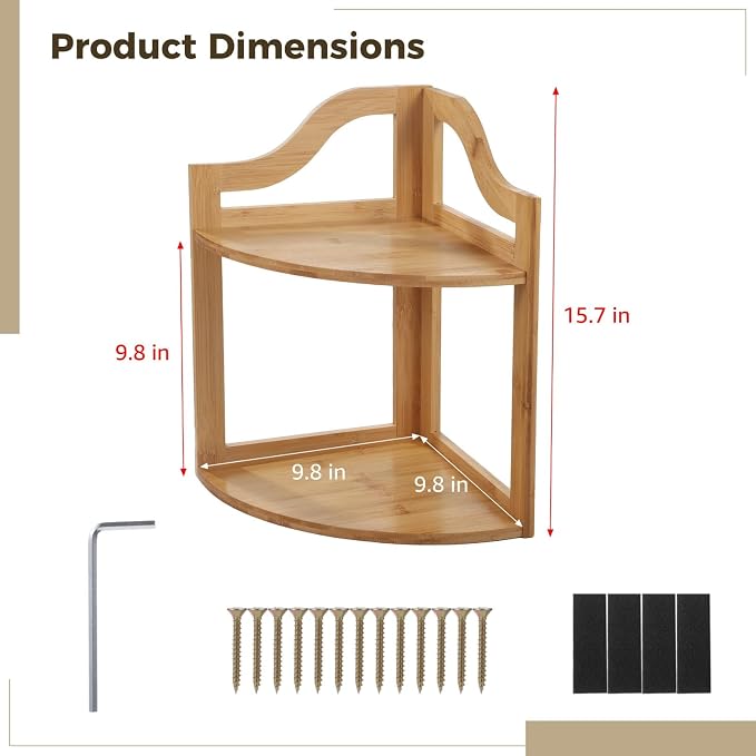 Wooden Desk Corner Shelf - 2-Tier Organizer, Compact Storage for Small Spaces, Ideal for Books, Plants, and Decorations, Quick Install