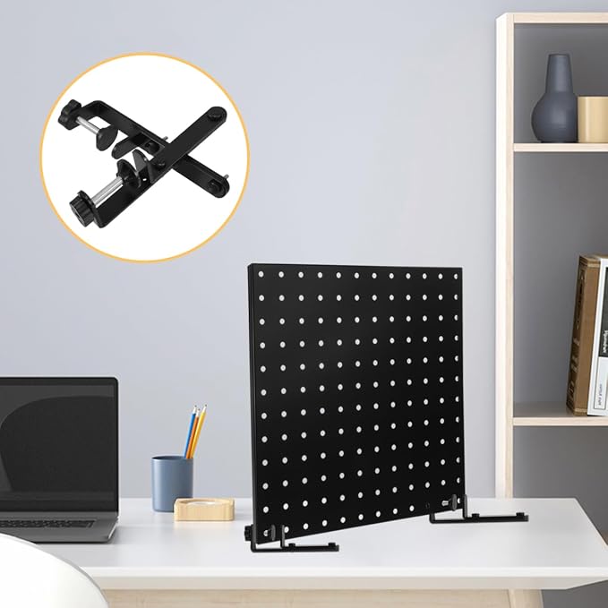 NUOBESTY 1 Pair Black T-Shaped Metal Pegboard Holder for Desk Edge Mounting Table Pegboard Display Brackets Work from Home Accessories