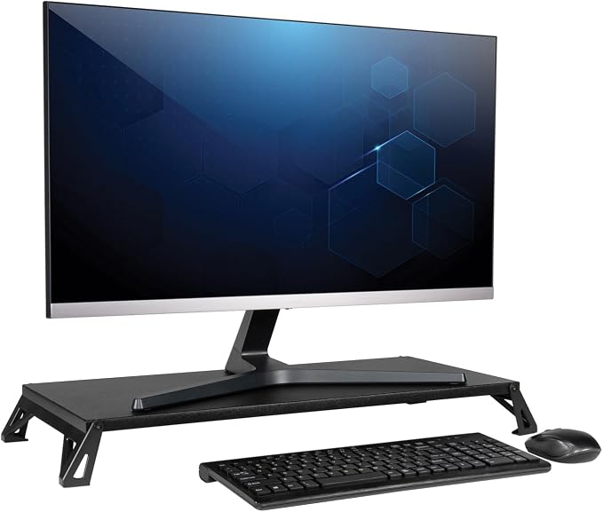 Allsop Lo Riser Monitor Stand for 32" Monitors, Extra Wide Platform, Black | Adjustable Monitor Stand for 32 Inch Screens, Ergonomic Desk Riser, Wide Platform, 30 lb Capacity, Black