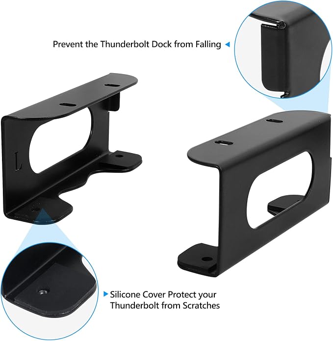Under Desk Holder for Thunderbolt 4 Dock/Thunderbolt 3 Dock and Power Cable, Under Desk Iron Storage Rack for TS4 / TS3 Plus, No Drill, Easy Install with All Hardware Included