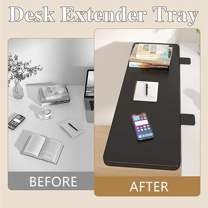 Adjustable Desk Extender Tray - 20 x 7.8 Inch Ergonomic Table Extension for Laptop, Keyboard & Mouse | Clamp-On Desk Shelf for Home Office, Study & Workstation.