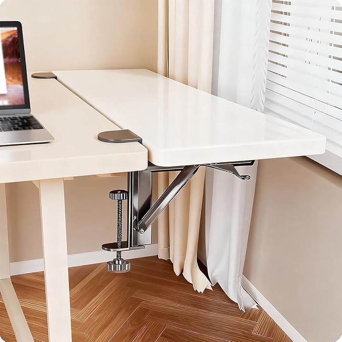 Foldable Desktop Side Extension Board,High-load-bearing Under-desk Clamp-on Tray,Eco-friendly Materials,Suitable for Home a Office Use(White,50cm/19.7in)