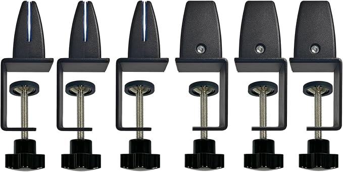 Sneeze Guard Support Clips for 1/8" to 0.51" Thick Panel, Adjustable Desk Divider Clips, Aluminum Desk Partition Clamp, Acrylic Plexiglass Partition Clips Black, Desk Privacy Panel Clamps 6 Pack