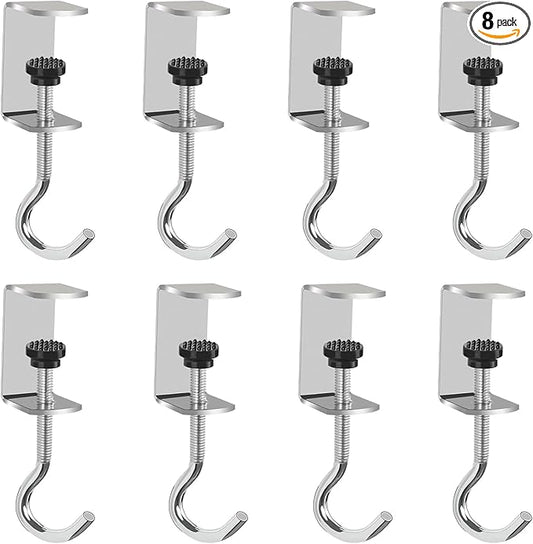 Adjustable Metal Table Hooks for Hanging Purses and Headphones on the Desk at Home and Office, 8-Pack