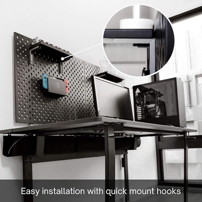 Dezctop D-Board Shelves Organizer Accessories, Quick-Mount for Bifrost Series Computer Desk Home Office Table Declutter Storage, HDF Sheet Shelves, Black