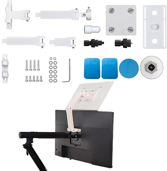 3D-Printed Portable Monitor Extension Arm, Side/Top Mount for Tablets, Phones & 7–18" Portable Screens, VESA 75x75 Compatible (White, Up and Down)