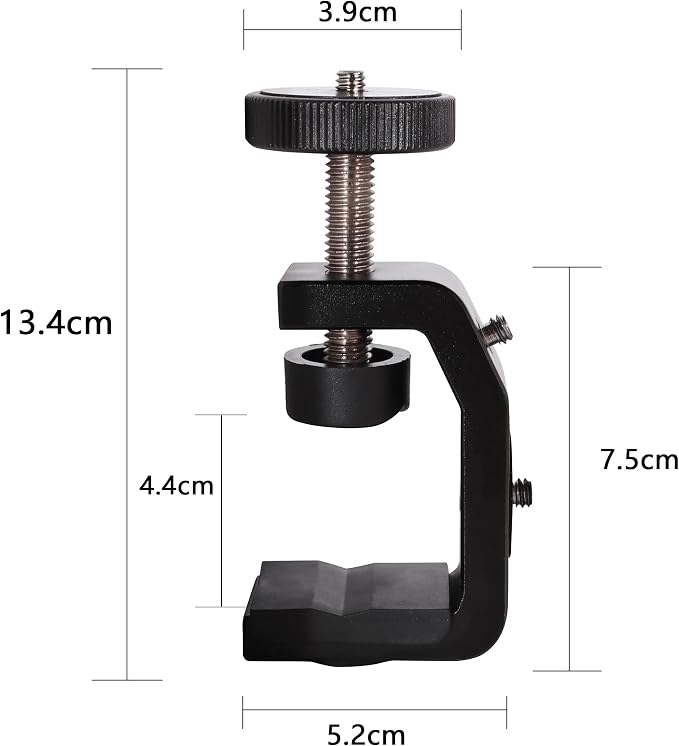 C Clamp Camera Clamp Mount with 1/4" Screw for Photo Studio Video DSLR,Cameras, Light Stand, Desk, Rods, Hooks, Shelves, Cross Bars
