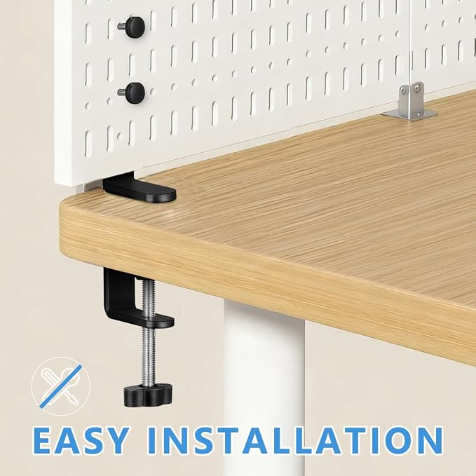 STOBOK 2pcs Desk Clamps, Fixing Bracket Clamps C Metal Pegboard Brackets for Home/Office Adjustable Pegboard Desk Mount