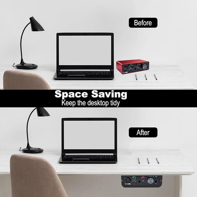 Under Desk Holder for Scarlett Solo 3rd Gen, Acrylic Under Desk Shelf Organizer Under Desk Mount Wall Mount Holder (Black)