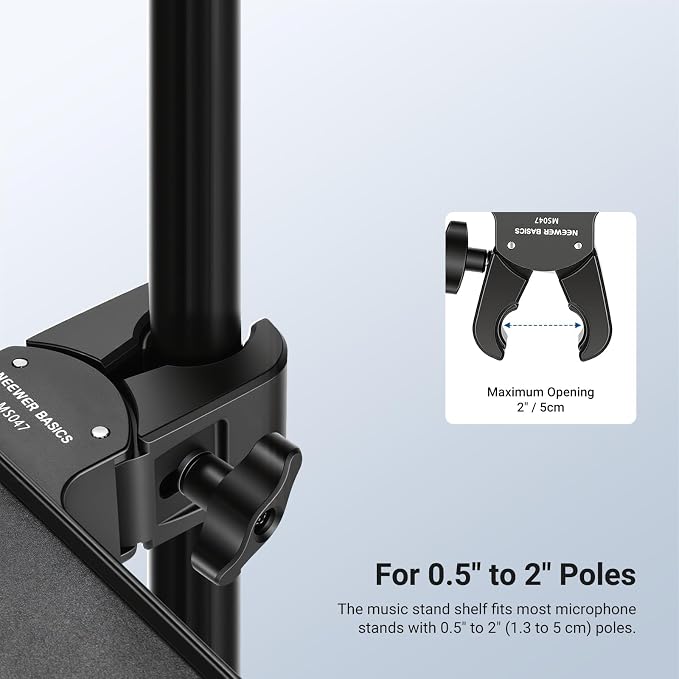 NEEWER BASICS Microphone Stand Tray, 10.6" x 8" x 1.3" Clamp on Mic Desk Shelf Attachment for Studio Stage Concert Karaoke Music Recording Meeting Outdoor Lecture for Storage, Max Load 4.4 lb, MS047