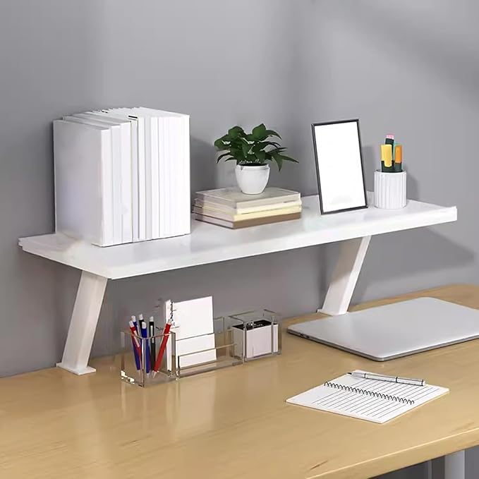 Clamp on Desk Shelf – Adjustable Desk Extender with C-Clamp, No Drill Floating Desk Organizer Shelf for Home Office Dorm Workstation, Space Saving Desktop Extension Side Table (White, 80cm/31.5")