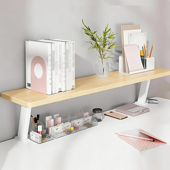Clamp on Desk Shelf, Desktop Shelf Organizer Space Saving Desk Storage Rack for Office Study Home Dorm No Drill (23.6 x 7.8 in)