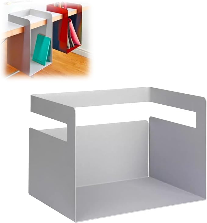 Desktop Shelf Organizer, Hanging Storage Box, Corner Storage Box, Desk Book Organizer for Office Supplies and Home Décor (Gray, Large)