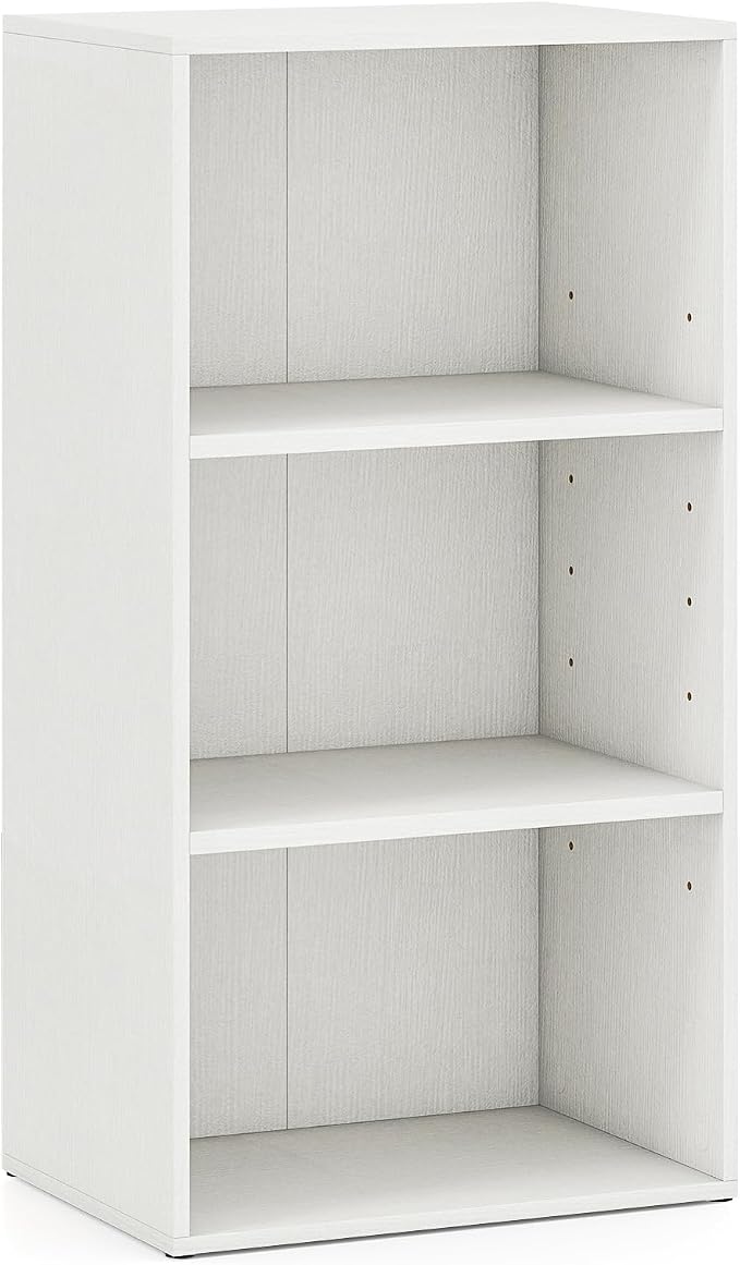 3 Shelf Bookshelf, 31.5” Small Bookcase with 2 Adjustable Shelves, Wooden Bookshelves and Bookcases, Modern Display Shelf, 3 Cube Storage Organizer for Home Office Bedroom (White)