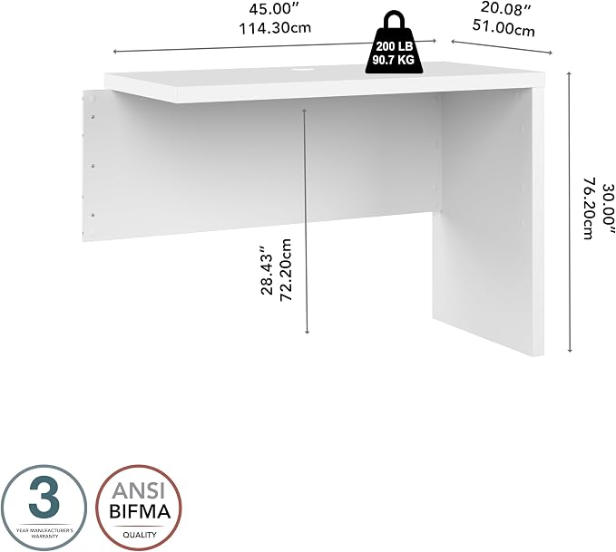 Bush Business Furniture Echo Desk Return/Bridge, Pure White
