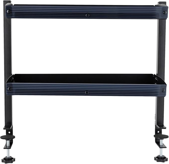 CNCEST Clamp-on Desk Shelf, Clip-on Desk Shelf, 2-Tier Shelving with Adjustable Storage Tray (Black-MK3131-A1)