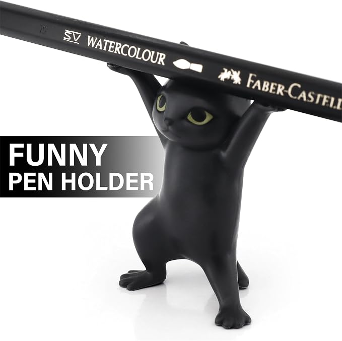 ATHAND Cute Stuff Home Decor Fun Kitty Decoration for Desk Shelf Magnetic Dance Cat Airpod Holder Headphone Earbuds Holder for Apple AirPods 1& 2 3 Pro, Unique Birthday Bday Gifts Ideas (Black)