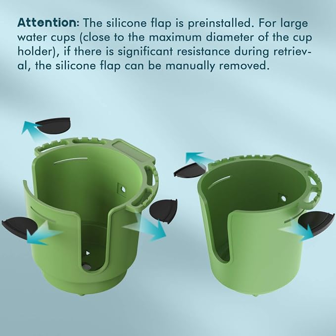 Desk Cup Holder with Headphone Hanger, Clip on Cup Holders for Desks with Spill-Proof Cup Design, Easy to Install, Enough to Hold 8-28OZ Coffee Cups, Water Bottles. (Green, Medium)