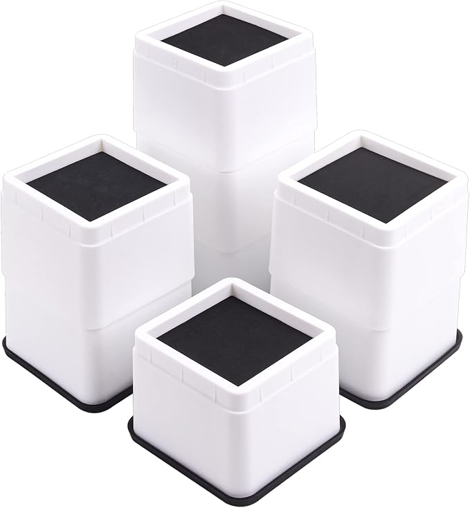 BTSD-home Bed Risers 3 or 6 Inch Heavy Duty Stackable Furniture Risers for Sofas Table Couch Chair Bed Raisers Set of 8 White