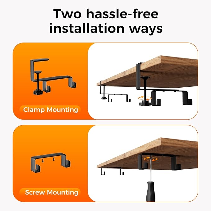 Cable Management Tray Under Desk, 38" No Drill Standing Desk Cable Organizer with Clamp/Screw Mount,Wire Cord Organizer for Table, Cable Tray for Office, Home