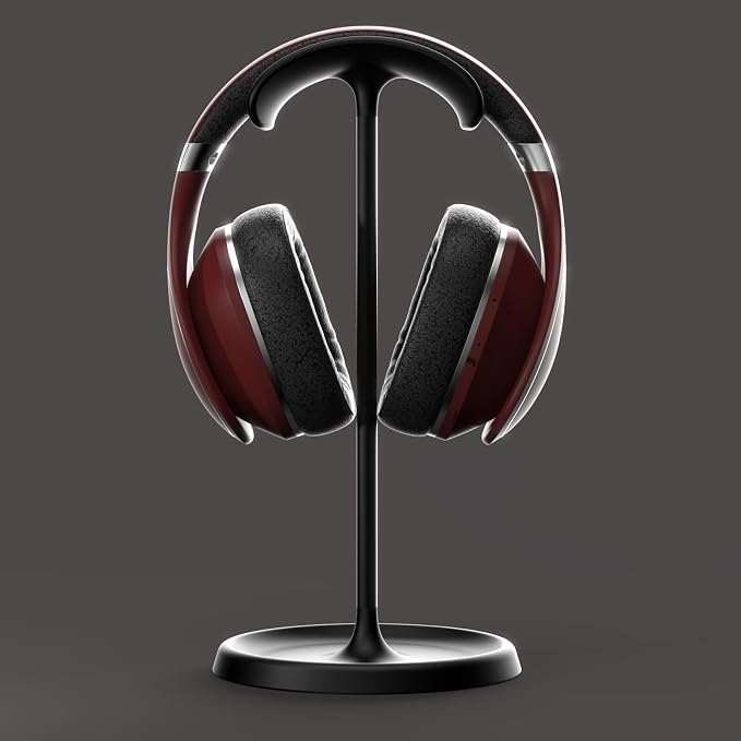 Headphone Stand, Universal Headset Holder with Headphone Cable Storage Clip,Heavy Duty Gaming Earphone Stand with Base Curved Storage for AirPod Max, Beats, Bose,Base,Sony and More（Black）