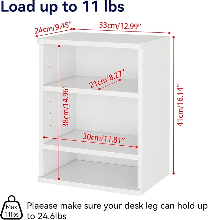 IBUYKE Under-Desk Storage Cabinet Adjustable Cabinet Fits with Standing Desks & Any Desk Legs Clamp-on Shelf for Office and Gaming Room for Elevating Your Workspace UTMZ012W