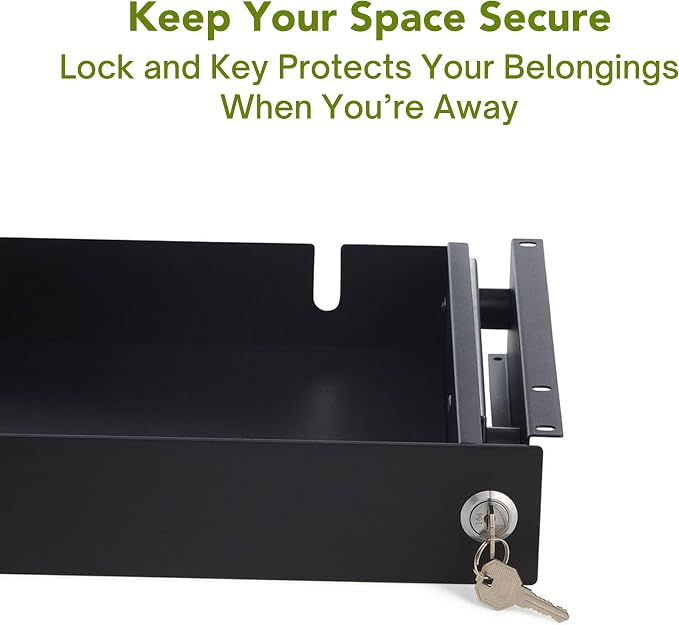 PERFECT POSTURE Max Under Desk Storage Drawer – Large Desk Drawer with Lock for Regular & Sit-Stand Standing Desks, Black (13" x 26.5")