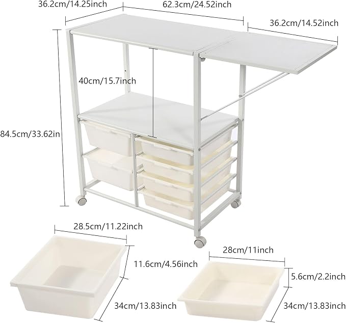 Storage Shelf Cart, Rolling Food Cart Bar Cart for Home Kitchen, Storage Organizer Shelf Cart with 6 Drawers